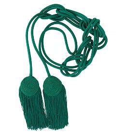Mint green cincture for liturgical vests, flat tassel, acetate and cotton