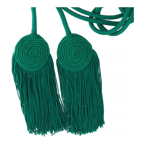 Mint green cincture for liturgical vests, flat tassel, acetate and cotton 3