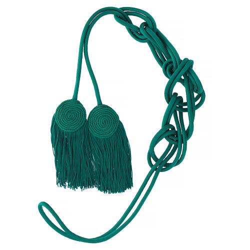 Mint green cincture for liturgical vests, flat tassel, acetate and cotton 6