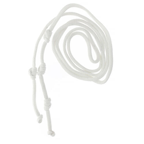 Tubular braided cincture for monks, white cotton 2