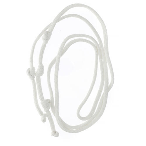 Tubular braided cincture for monks, white cotton 5