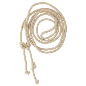Tubular braided cincture for monks, ivory-coloured cotton