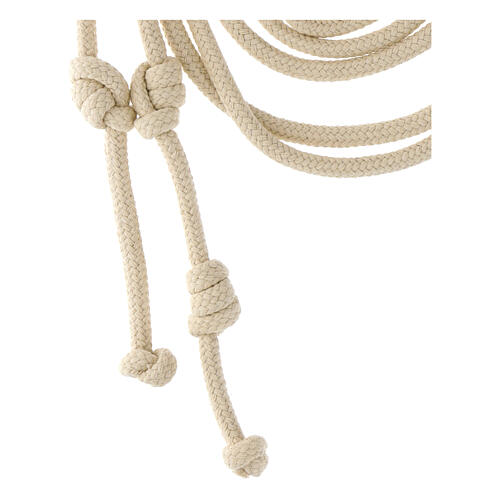 Tubular braided cincture for monks, ivory-coloured cotton 3