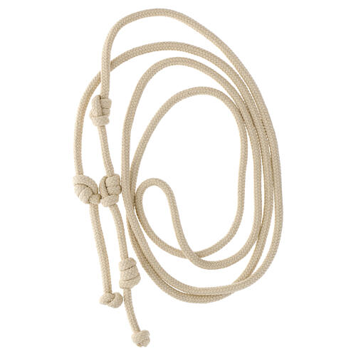 Tubular braided cincture for monks, ivory-coloured cotton 6