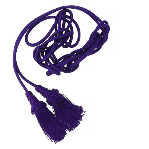 Priesterzingulum, einfarbig, violett, mit Quaste mit Holzelement 2
