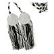 Black and white cincture for liturgical vests, flat tassel, stainless steel s4