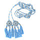 Priest cincture with rosette and chainette fringe, light blue and silver s2