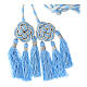 Priest cincture with rosette and chainette fringe, light blue and silver s4