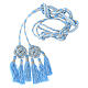 Priest rope cincture rosette with light blue tripolino bows s1