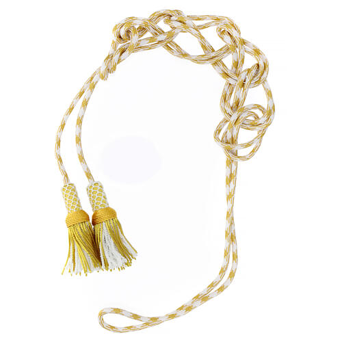 White and gold luxury cincture for priest with cannetille 5