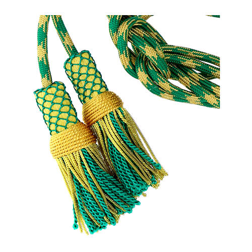 Mint green and gold luxury cincture for priest with cannetille 3