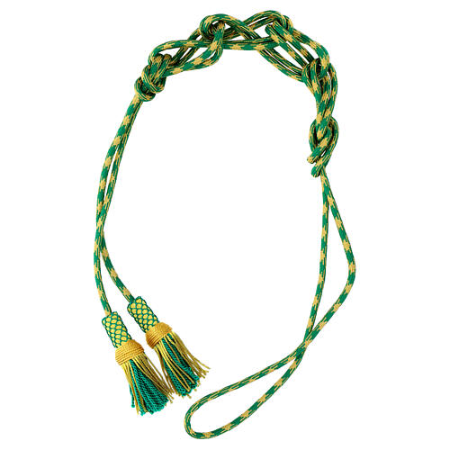 Cíngolo episcopal oro verde menta lujo moño cañutillo 5