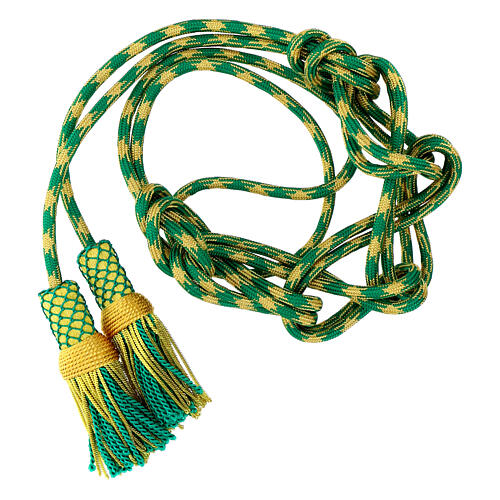 Cingolo sacerdotale oro verde menta lusso fiocco canuttiglia 1