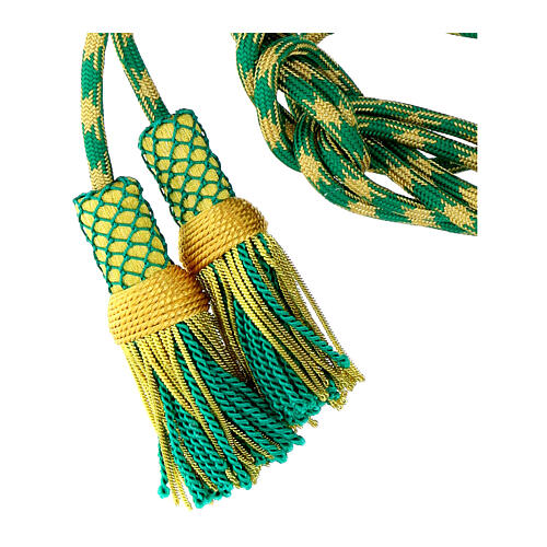 Luxury mint green gold priest's cincture with tinsel bow 3