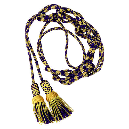 Priesterzingulum, violett-gold, hochwertige Ausführung, mit Quaste mit Canuttiglia 2