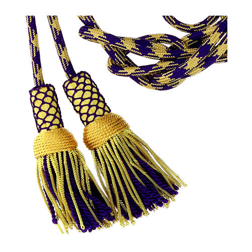 Purple and gold luxury cincture for priest with cannetille 4