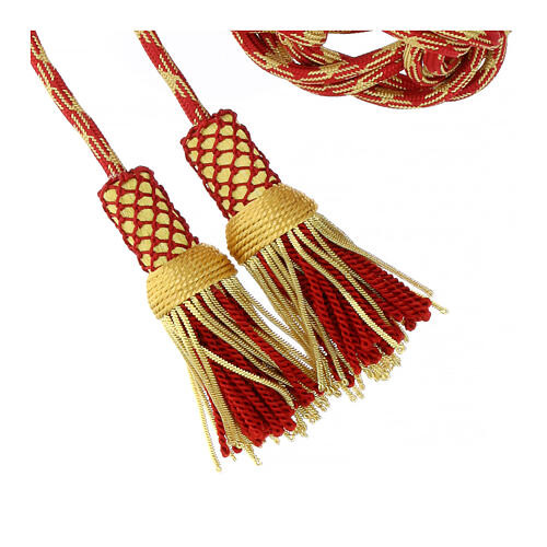 Luxury red gold priest's cincture with tassel bow 3