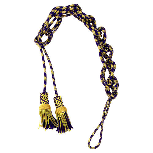 Luxury XL cincture for priest with cannetille, purple and gold 5