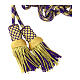 Luxury XL cincture for priest with cannetille, purple and gold s3