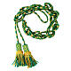 Luxury XL cincture for priest with cannetille, mint green and gold s1