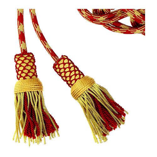 Priesterzingulum, XL, gold-rot, hochwertige Ausführung, mit Quaste mit Canuttiglia, 5 m 3