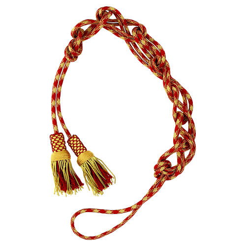 Luxury XL cincture for priest with cannetille, red and gold 6