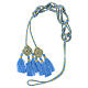 Priest cincture with rosette and chainette fringe, light blue and gold s6