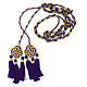 Priesterzingulum, mit Rosette, gold-violett, mit drei Quasten s2