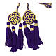 Priesterzingulum, mit Rosette, gold-violett, mit drei Quasten s3