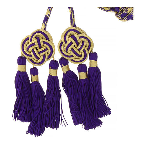 Purple gold priest's cincture with tripolino rosette and three bows 3