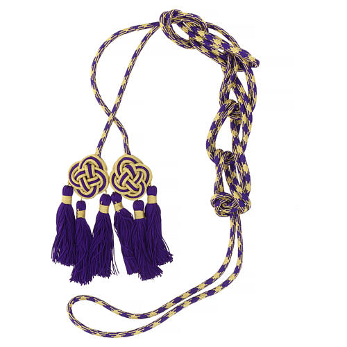 Purple gold priest's cincture with tripolino rosette and three bows 6