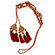 Priest cincture with rosette and chainette fringe, red and gold s5