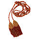 Priesterzingulum, rot-gold, Quaste mit flachem Abschluss s1