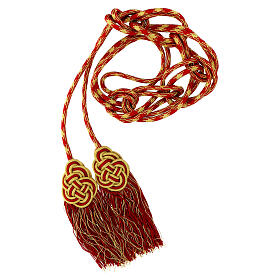 Red and golden cincture for priest with knotted medallion