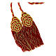 Red and golden cincture for priest with knotted medallion s3