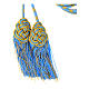 Light blue and golden cincture for priest with knotted medallion s3
