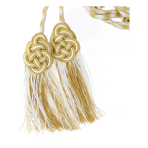 Priesterzingulum, cremefarben-gold, Quaste mit flachem Abschluss 4