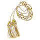 Priesterzingulum, cremefarben-gold, Quaste mit flachem Abschluss s1