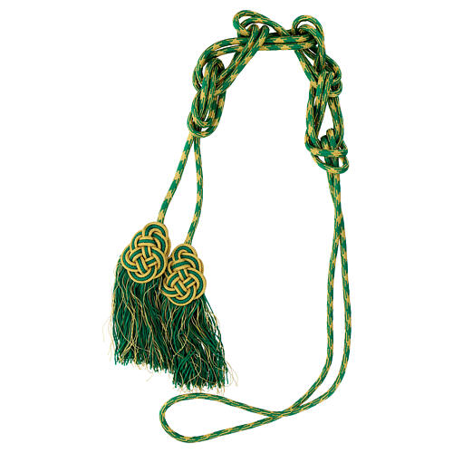 Mint green and golden cincture for priest with knotted medallion 5