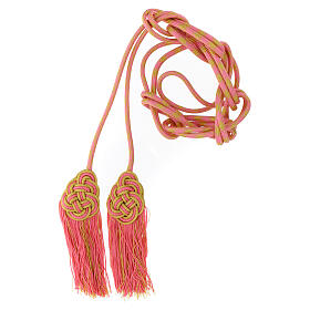 Pink and golden cincture for priest with knotted medallion