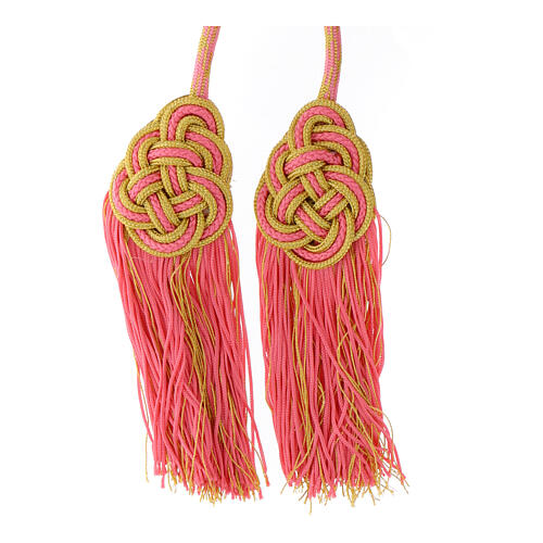 Pink and golden cincture for priest with knotted medallion 3