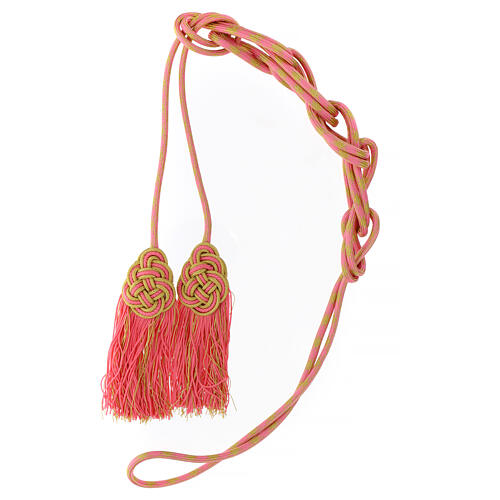 Pink and golden cincture for priest with knotted medallion 5