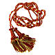 Luxury priest cincture with cannetille tassel, red and gold, wooden core s2