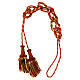 Luxury priest cincture with cannetille tassel, red and gold, wooden core s5