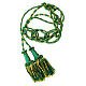 Luxury priest cincture with cannetille tassel, mint green and gold, wooden core s2