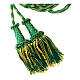 Luxury priest cincture with cannetille tassel, mint green and gold, wooden core s3