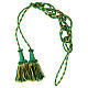 Luxury priest cincture with cannetille tassel, mint green and gold, wooden core s6