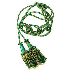 Cingolo sacerdotale lusso colori oro verde menta fiocco canuttiglia legno