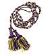 Luxury priest cincture with cannetille tassel, purple and gold, wooden core s1