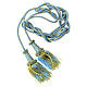 Luxury priest cincture with cannetille tassel, light blue and gold, wooden core s1